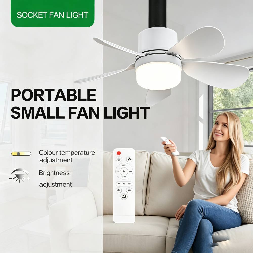 Led Lighting Decor - Socket Fan Light with Remote, Small