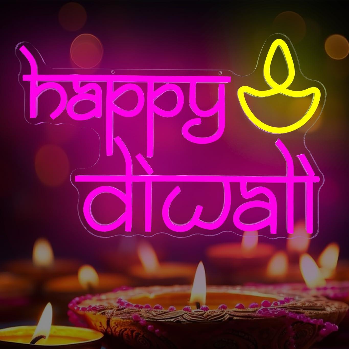 Led Lighting Wall Decor - Happy Diwali Neon Sign USB Powered