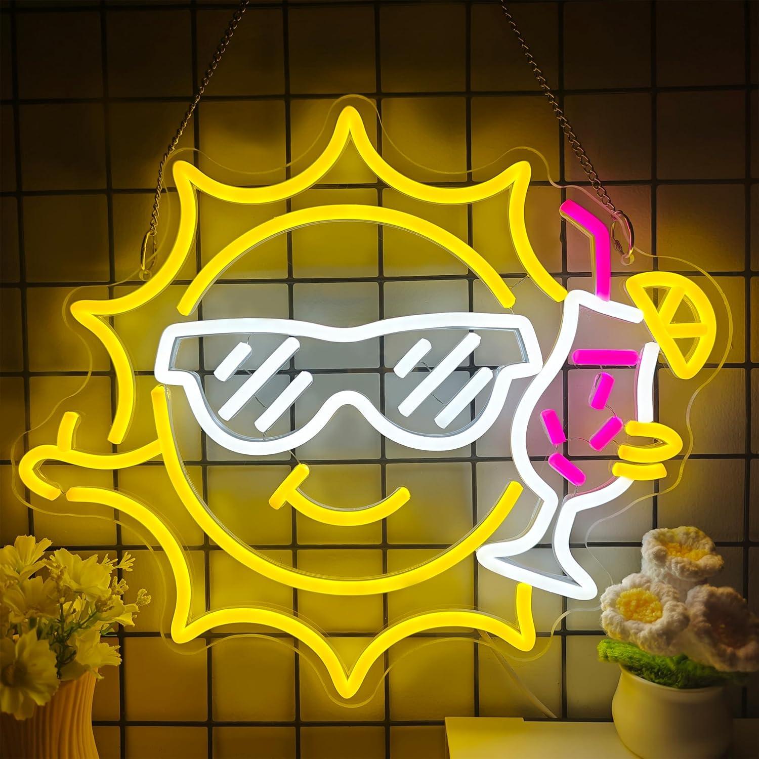 Led Lighting Wall Decor - Bar Neon Sign Sun Glasses USB
