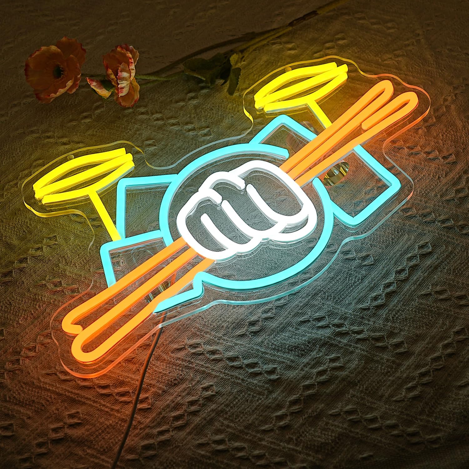 Drum Set Neon Sign USB Powered - Led Lighting Wall Decor 评论和价格