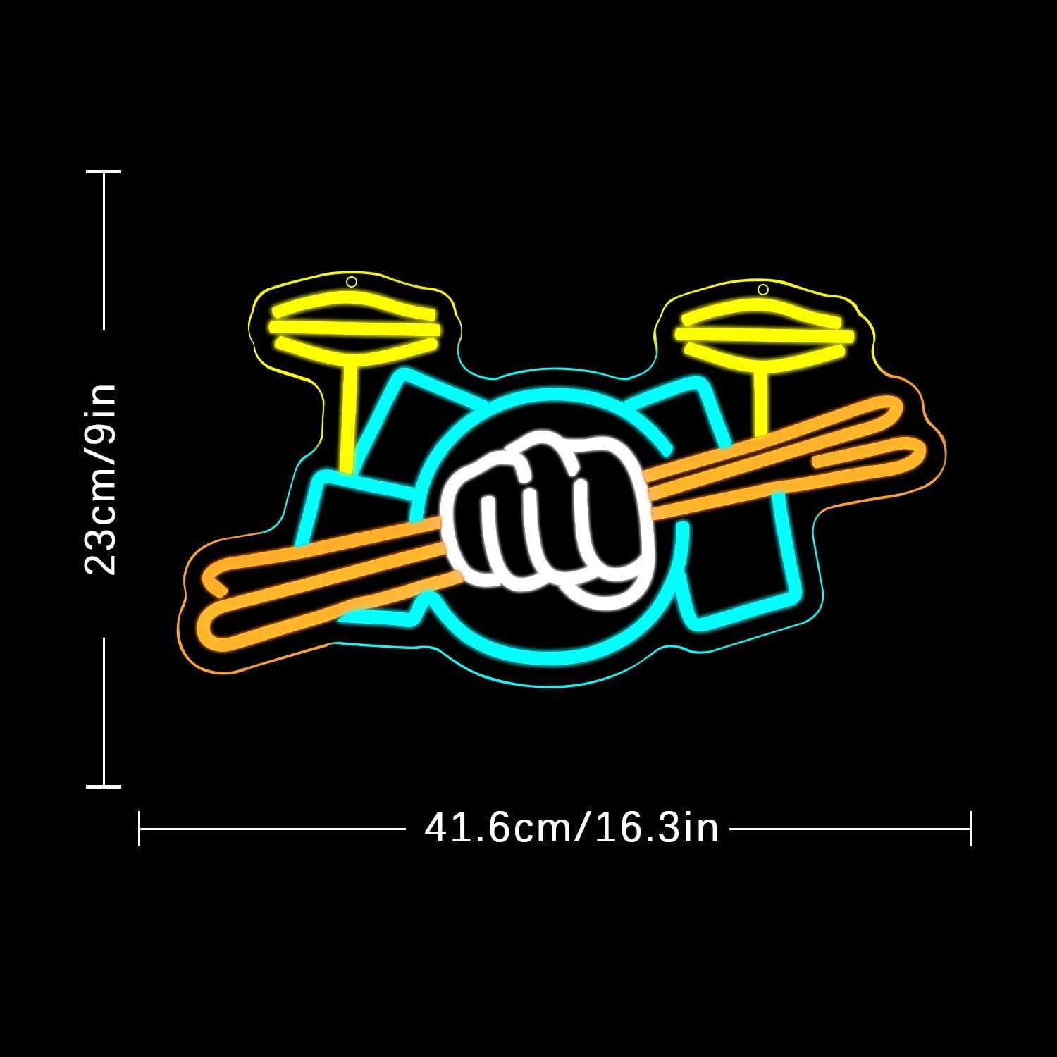 Drum Set Neon Sign USB Powered - Led Lighting Wall Decor 评论和价格