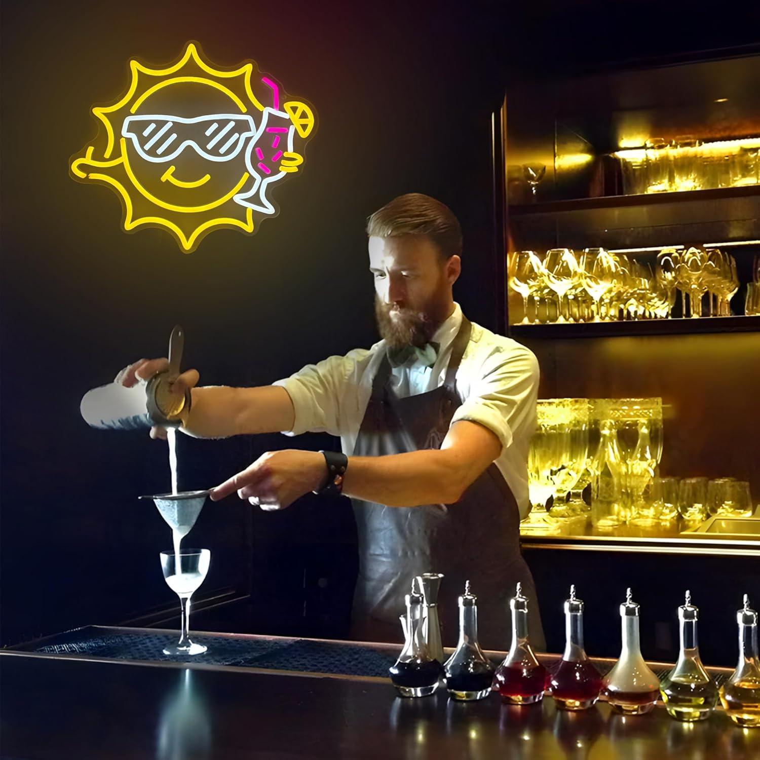 Bar Neon Sign Sun Glasses USB  - Led Lighting Wall Decor 评论和价格
