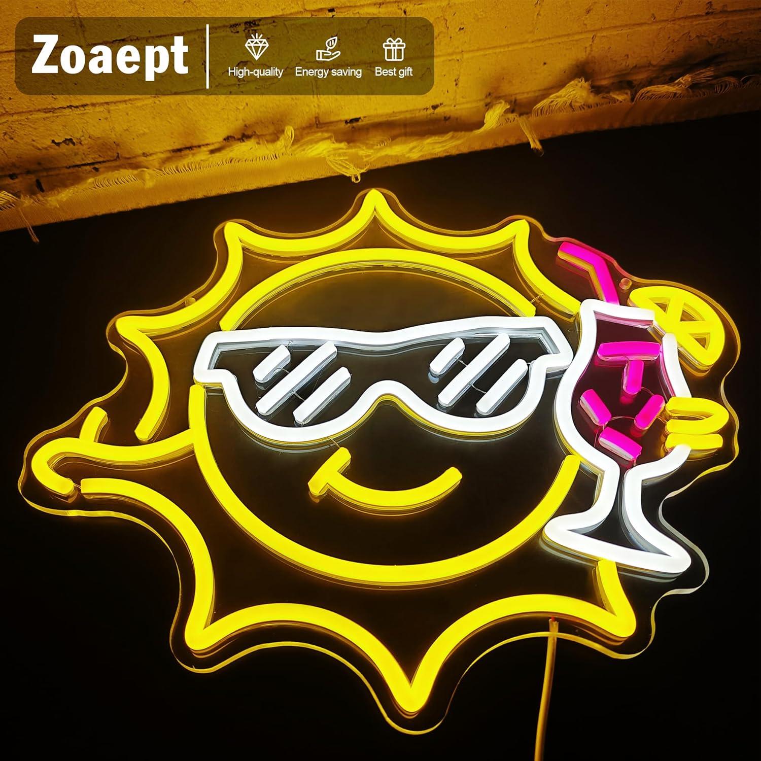 Bar Neon Sign Sun Glasses USB  - Led Lighting Wall Decor 评论和价格