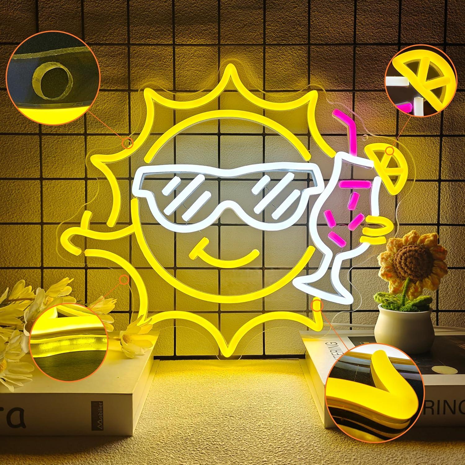 Bar Neon Sign Sun Glasses USB  - Led Lighting Wall Decor 评论和价格
