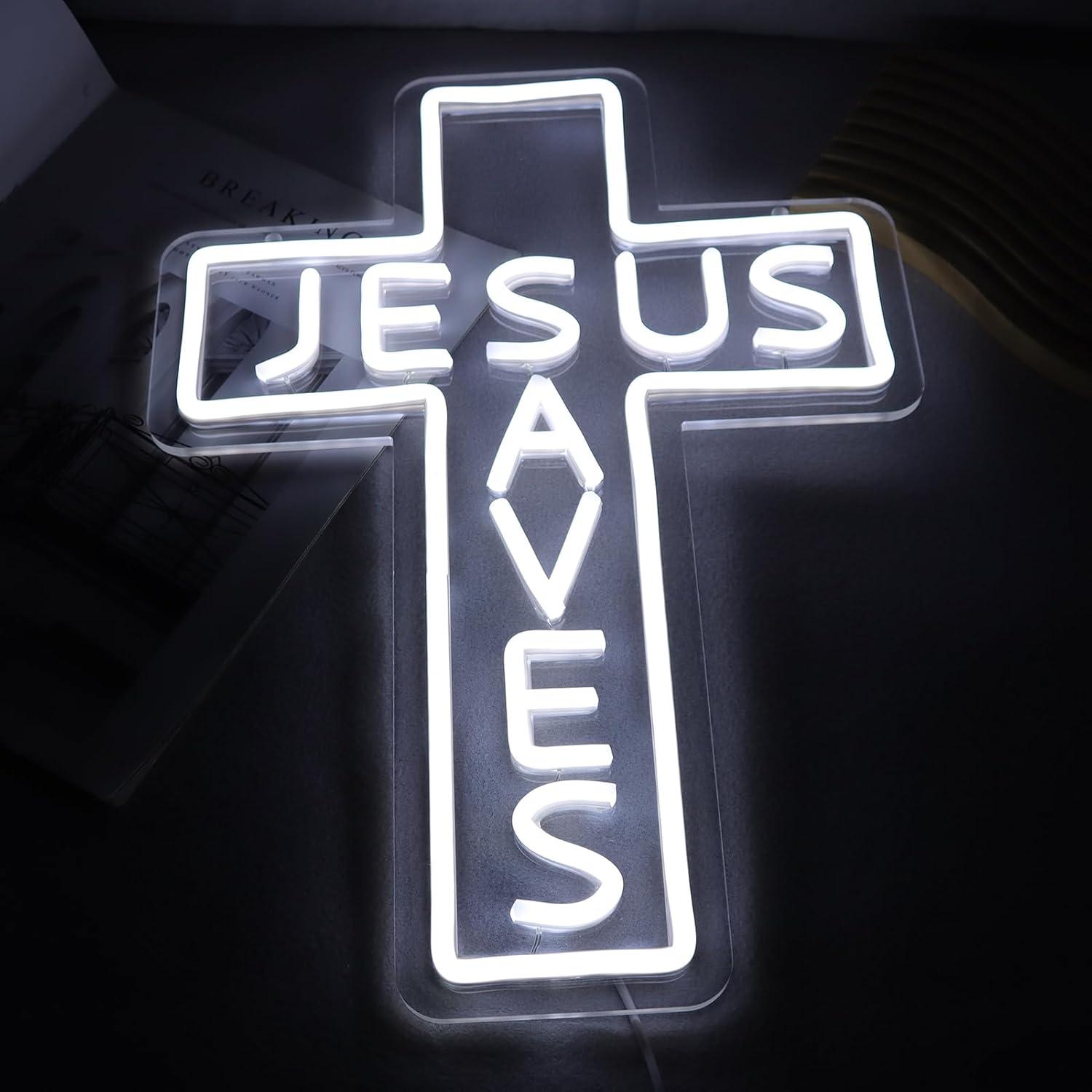 Jesus Saves Cross Neon Signs U - Led Lighting Wall Decor 评论和价格