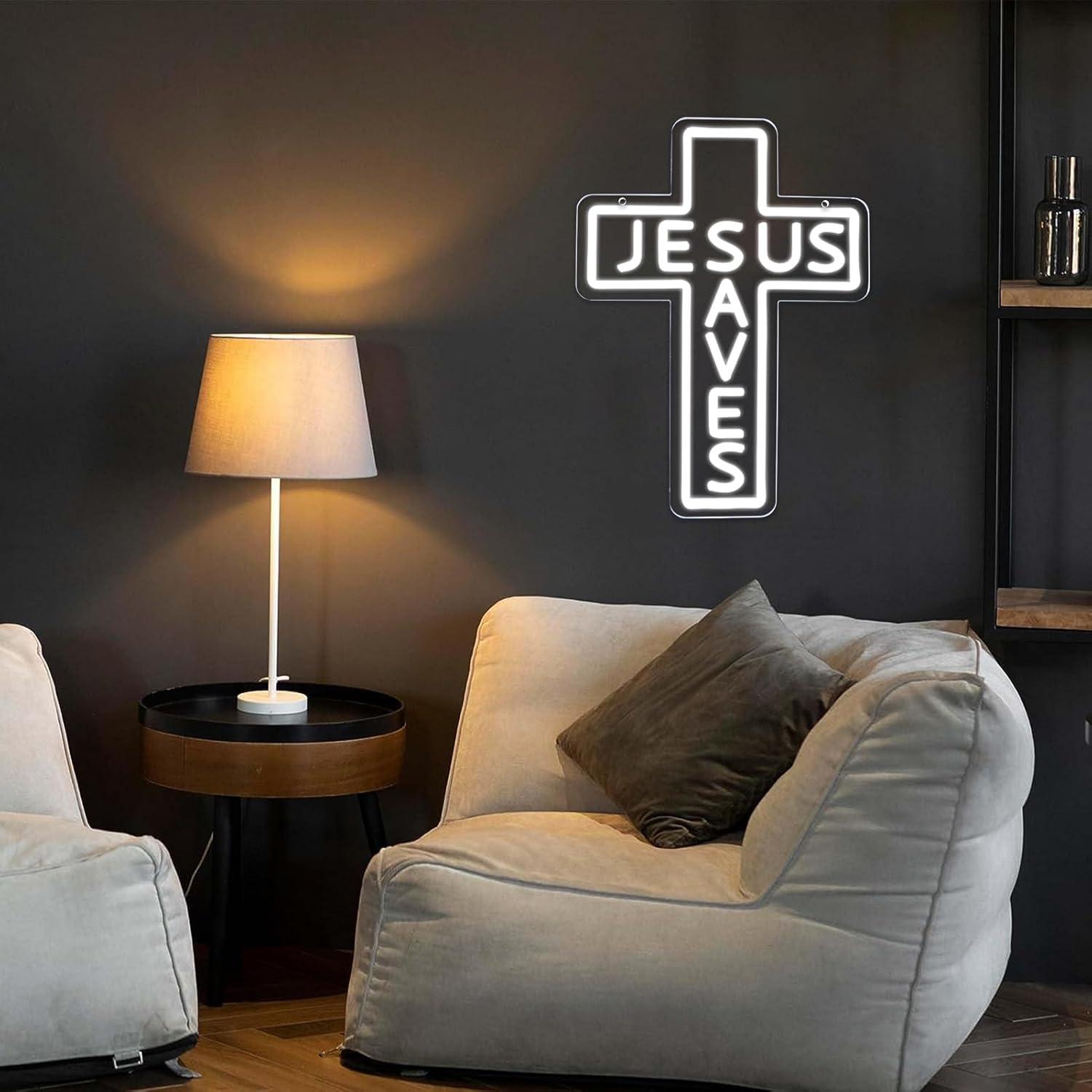 Jesus Saves Cross Neon Signs U - Led Lighting Wall Decor 评论和价格