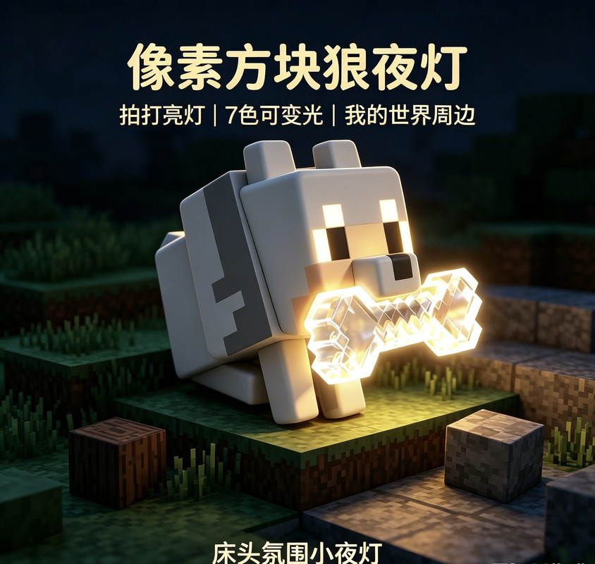 Minecraft Wolf Night Light Tap - Lighting Decor Minecraft 评论和价格