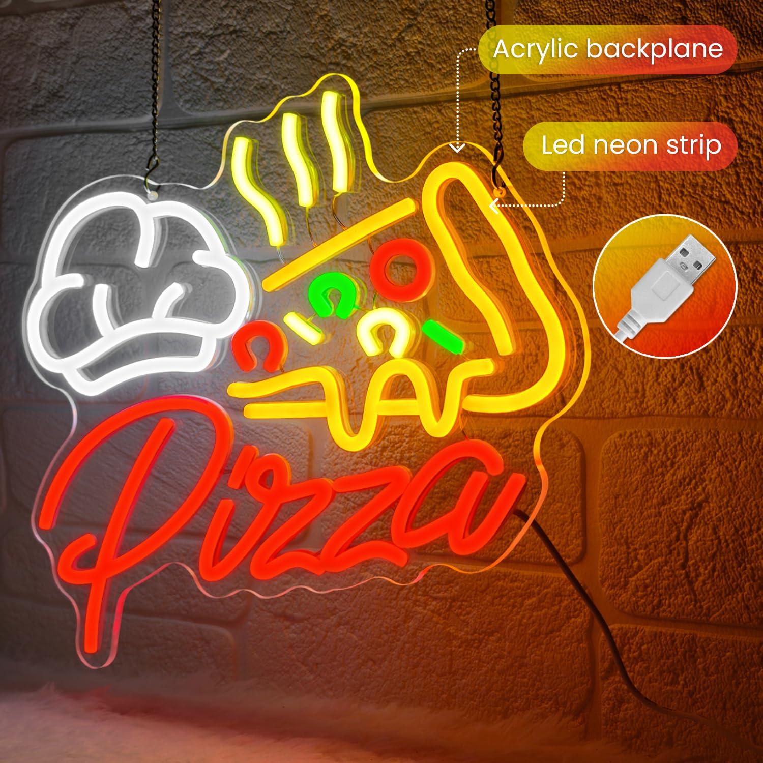 Pizza Neon Sign Colorful Pizza - Led Lighting Wall Decor 评论和价格
